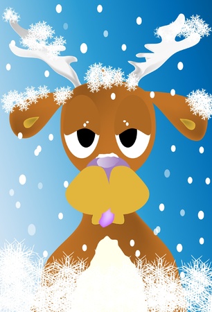 Winter reindeer Christmas cardのイラスト素材