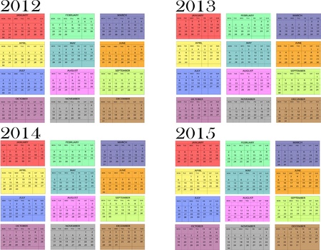 Calendar year in English 2012-2013-2014-2015 のイラスト素材