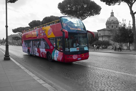 ROME, ITALY, OCTOBER 18:  Bus tour of Rome, Italy.  Black and white and selective de-saturation のeditorial素材