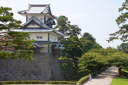 View of a Japanese temple surrounded by lots of vegetationのeditorial素材
