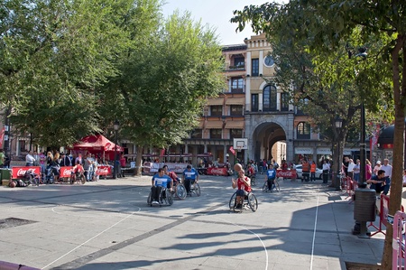 TOLEDO, SPAIN, OCTOBER 1: Some unidentified people playing a friendly game of wheelchair basketballのeditorial素材