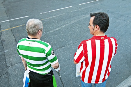 Atletico Madrid fans and Celtic at the Vicente Calderonのeditorial素材