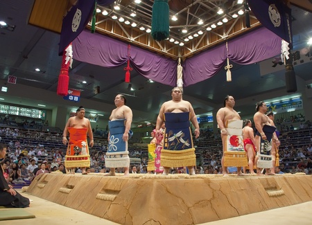 Nagoya, Japan- July 18: sumo tournament in Nagoya pavilion のeditorial素材