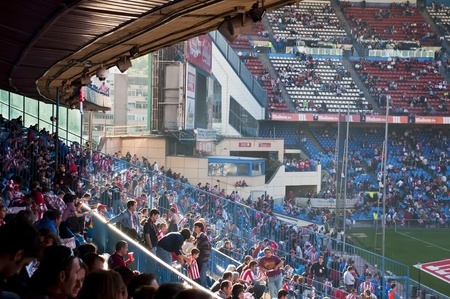 MADRID, SPAIN-OCTOBER 16: Vicente Calderon soccer stadium during a soccer game Atlético Madrid vs. Getafe on October 16, 2010 in Madrid, Spain.The result of the match was Atletico Madrid 2 - Getafe 0のeditorial素材