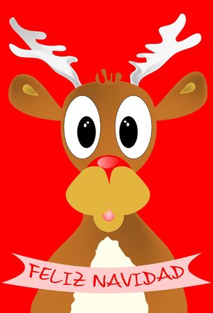 Christmas card with a drawing of a reindeerのイラスト素材