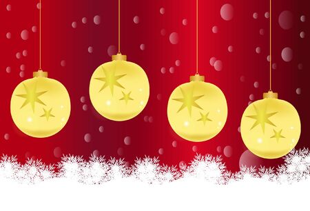 Christmas card with gold balls and red backgroundのイラスト素材