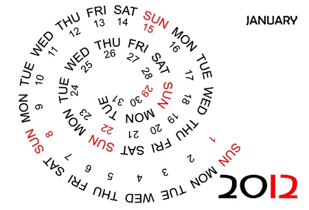 Calendar 2012, January in Englishのイラスト素材