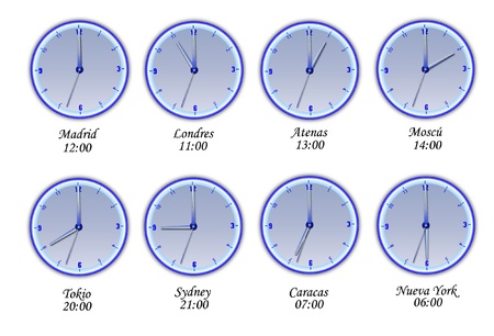 Hours in different cities around the worldのイラスト素材