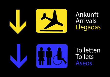 toilet information panel and arrivals at the airport のイラスト素材