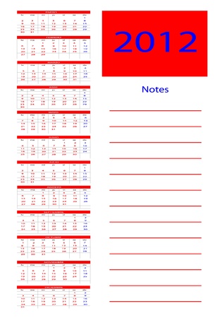 Vertical calendar year 2012のイラスト素材
