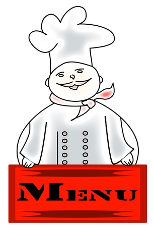 Chef with menu signのイラスト素材