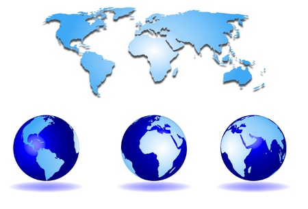 World map and a globe のイラスト素材