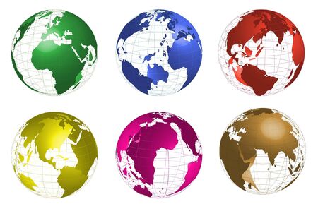 Globes in different colorsのイラスト素材