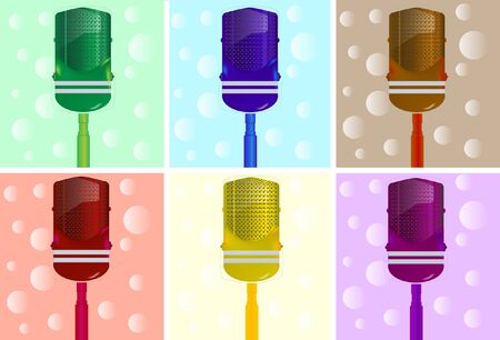 Color retro microphone のイラスト素材