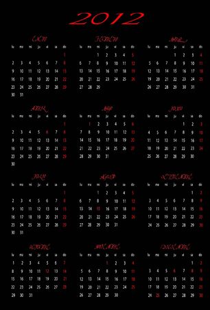 2012 calendar in Spanish のイラスト素材