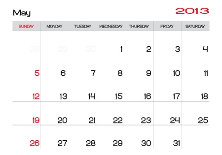 Calendar of may 2013 in englishのイラスト素材