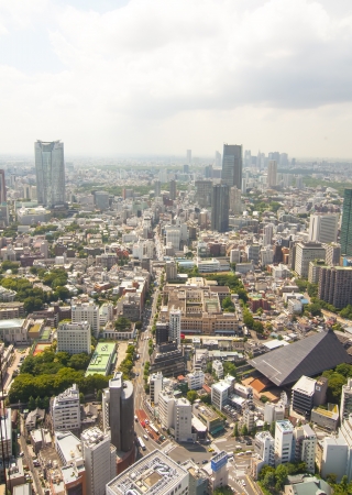 TOKYO, JAPAN, JULY 5: A view of Tokyo from the top of Tokyo Tower on the July 5, 2011 in Tokyo, Japan.  The tower has a height of 332.6 meters. And Tokyo has a population of 13,157,428 inhabitants.のeditorial素材