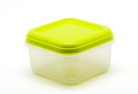 Plastic containers for food  on white backgroundの写真素材