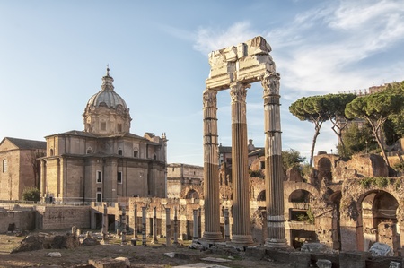 Ruins of Roman Forum in Rome, Italy の写真素材