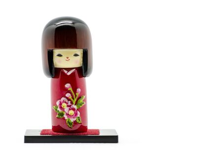 Typical Japanese dolls, Kokeshi  on white backgroundの写真素材