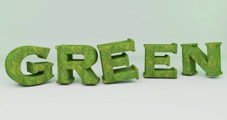 Green in 3d Word  textured grass with green backgroundの写真素材