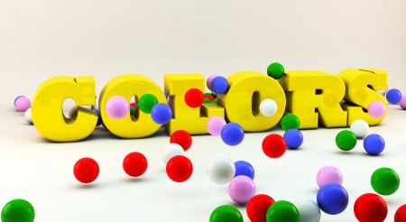 Word colors in 3d  with many colorful ballsの写真素材