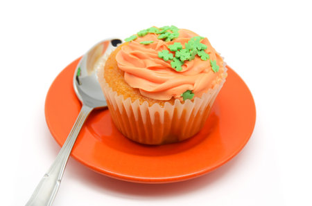 Orange Cupcake on a plateの写真素材