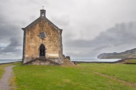  Hermitage of Santa Catalina by the sea on a stormy day Mundakaの写真素材