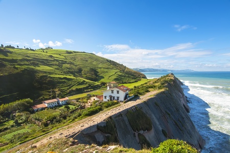 View of the cliffs in Zumaia in Vizcaya, Spainの写真素材