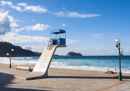 Boardwalk at the beach Zarautz in Vizcayaの写真素材