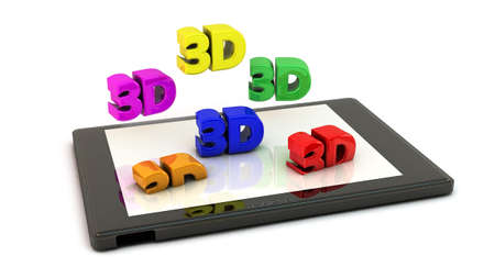 Tablets Pc in 3d with 3d logo fallingの写真素材