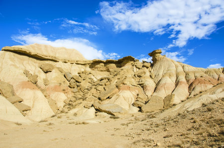 The Bardenas Reales  biosphere reserve, desert landscape in Navarreの写真素材