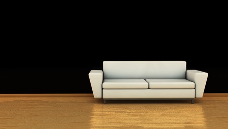 White sofa   on a wooden floorの写真素材