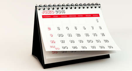 June 2013 Calendar in spanish in 3dの写真素材