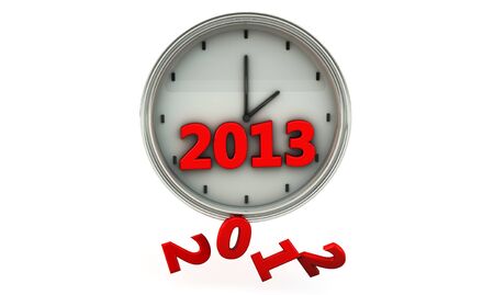 Clock with the new year 2013 and 2012 fallingの写真素材