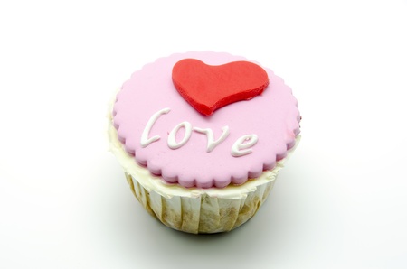 Gourmet cupcake with hearts and decorationsの写真素材