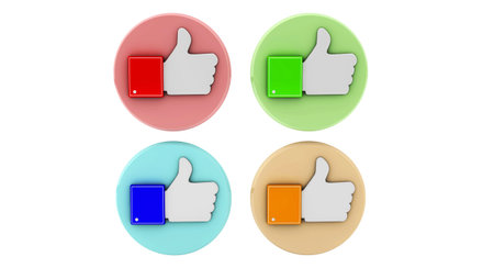 Several fingers up in 3d on white background