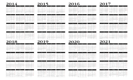 Calendar 2014 to 2021のイラスト素材