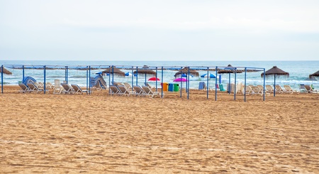 Gandia beach with nobody in Valenciaの写真素材