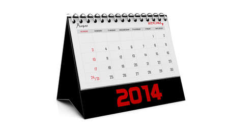 August  2014 Calendar in english in 3dの写真素材
