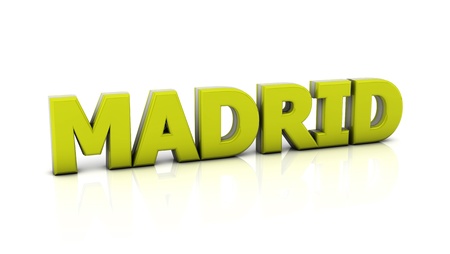 Word madrid in yellow in 3d on white backgroundの写真素材