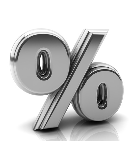  Render silver percentage symbol in 3d on white backgroundの写真素材