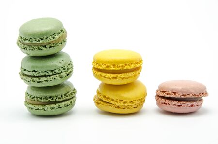 Colored Macaroons on white backgroundの写真素材