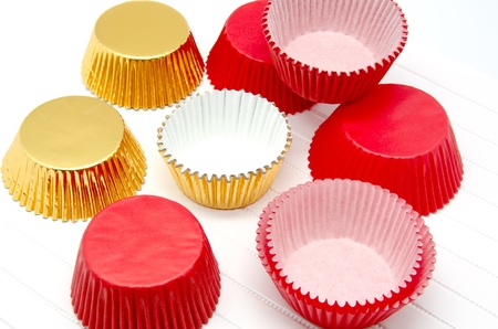 Cupcake Liner red and goldの写真素材