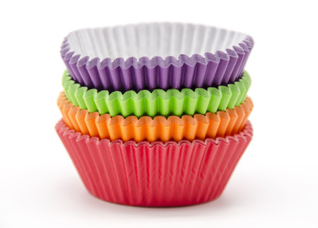 Colorful cupcake cases on white backgroundの写真素材
