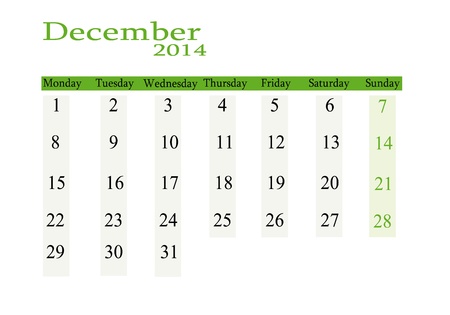 December 2014 in englishのイラスト素材