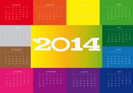 Calendar 2014 in englishのイラスト素材