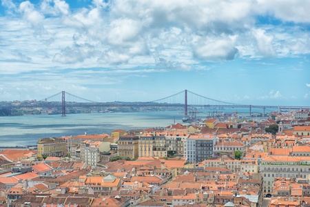25th April bridge in Lisbon, Portugalの写真素材