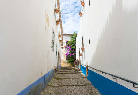 Typical Street of Obidos, Portugalの写真素材