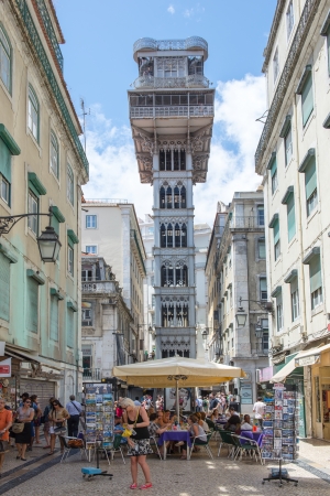 LISBON, PORTUGAL - JULY 27  Santa Justa elevator in Lisbon, Portugal on July 27, 2013  The elevator was built by Raoul Mesnard in 1902 to connect Baixa Pombalina and Chiado のeditorial素材